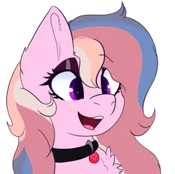 Size: 701x694 | Tagged: safe, artist:naaltive, derpibooru import, oc, oc:alluring gaze, earth pony, choker, clothes, eyeshadow, happy, image, makeup, open mouth, png, simple background, solo, transparent background