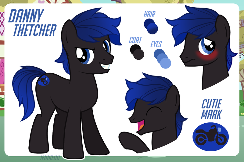 Size: 1200x798 | Tagged: safe, artist:jennieoo, derpibooru import, oc, oc:danny thetcher, earth pony, commission, cool, happy, image, laughing, png, reference sheet, sheet, show accurate, shy, smiling, solo