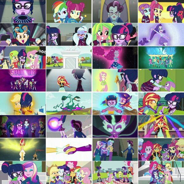 Size: 1080x1080 | Tagged: safe, artist:jericollage70, derpibooru import, edit, edited screencap, screencap, applejack, fluttershy, indigo zap, lemon zest, pinkie pie, princess cadance, princess celestia, princess luna, principal abacus cinch, rainbow dash, rarity, sci-twi, sour sweet, spike, spike the regular dog, sugarcoat, sunny flare, sunset shimmer, twilight sparkle, dog, acadeca, equestria girls, friendship games, brooch, chs rally song, cutie mark accessory, cutie mark brooch, dean cadance, humane five, humane seven, humane six, image, jewelry, jpeg, magic capture device, midnight sparkle, ponied up, principal celestia, right there in front of me, shadow five, twolight, unleash the magic, vice principal luna