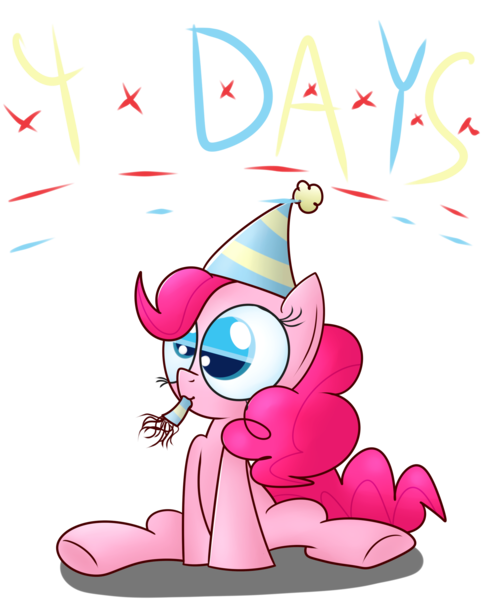 Size: 1816x2245 | Tagged: safe, artist:mr-degration, derpibooru import, pinkie pie, earth pony, pony, 4, birthday, female, hat, image, party hat, png, simple background, sitting, transparent background