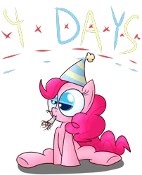 Size: 1816x2245 | Tagged: safe, artist:mr-degration, derpibooru import, pinkie pie, earth pony, pony, 4, birthday, female, hat, image, party hat, png, simple background, sitting, transparent background