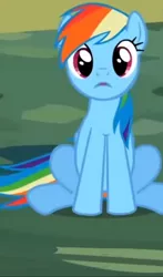 Size: 390x665 | Tagged: safe, derpibooru import, screencap, rainbow dash, pony, the mysterious mare do well, cropped, cute, dashabetes, female, image, jpeg, looking at you, mare, sitting