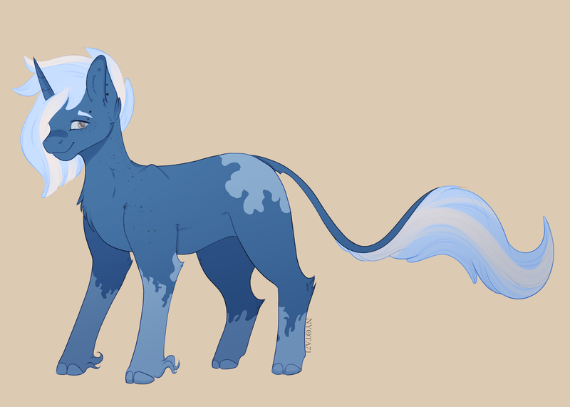 Size: 3500x2500 | Tagged: safe, artist:nyota71, derpibooru import, oc, oc:comet, pony, unicorn, blank flank, cheek fluff, colored hooves, ear fluff, image, leonine tail, male, png, simple background, solo, spots, stallion