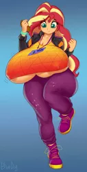 Size: 1014x2000 | Tagged: suggestive, artist:bluedrg19, color edit, derpibooru import, edit, sunset shimmer, equestria girls, equestria girls series, how to backstage, spoiler:eqg series (season 2), big breasts, breasts, busty sunset shimmer, chubby, chubby shimmer, colored, female, huge breasts, image, impossibly large breasts, png, solo, solo female, thick, thighs, thunder thighs, wide hips