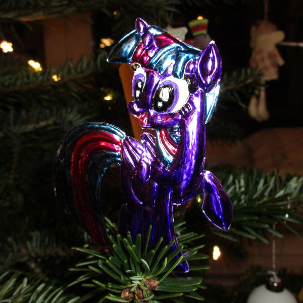 Size: 2736x2736 | Tagged: safe, alternate version, artist:malte279, derpibooru import, twilight sparkle, alicorn, christmas, christmas lights, christmas tree, craft, hearth's warming eve, holiday, image, jpeg, metal foil, relief, tree, twilight sparkle (alicorn)