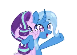 Size: 1280x922 | Tagged: safe, artist:sapiira, derpibooru import, starlight glimmer, trixie, pony, image, png, simple background, transparent background, x x everywhere