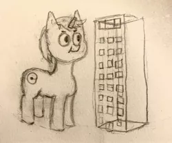 Size: 3024x2533 | Tagged: safe, artist:nbj, derpibooru import, oc, oc:cuadrada, unofficial characters only, pony, unicorn, building, derpibooru exclusive, image, jpeg, magic, male, solo, traditional art, transparent