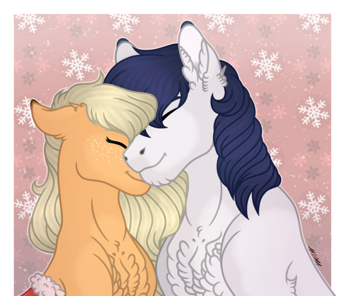 Size: 1280x1098 | Tagged: safe, artist:akumajdragon, derpibooru import, applejack, oc, oc:constance everheart, pony, canon x oc, everjack, female, image, male, png, shipping, straight