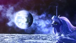 Size: 1920x1080 | Tagged: safe, artist:etherium-apex, derpibooru import, princess luna, alicorn, pony, 3d, blender, blender eevee, female, image, jpeg, moon, photoshop, solo, space