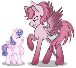 Size: 1170x1043 | Tagged: safe, artist:muhammad yunus, derpibooru import, princess flurry heart, ponified, alicorn, pony, 2019, aelita schaeffer, angry, base used, code lyoko, crossover, duo, female, fight, filly, g4, generation leap, gritted teeth, image, mare, open mouth, png, simple background, transparent background, unamused, younger