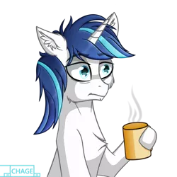 Size: 3840x3840 | Tagged: safe, artist:chage, derpibooru import, shining armor, pony, unicorn, bust, coffee, coffee mug, image, male, mug, png, portrait, simple background, solo, stallion, transparent background