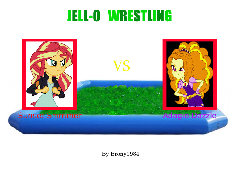 Size: 2100x1500 | Tagged: safe, artist:brony1984, derpibooru import, adagio dazzle, sunset shimmer, fanfic, equestria girls, my past is not today, rainbow rocks, cover art, fanfic art, fanfic cover, image, jello, jpeg, sports, wrestling