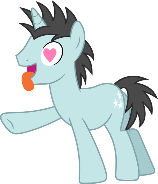 Size: 1600x1870 | Tagged: safe, artist:chainchomp2 edit, derpibooru import, edit, vector edit, neon lights, rising star, pony, unicorn, leap of faith, absurd resolution, background pony, heart eyes, image, male, png, raised hoof, show accurate, simple background, solo, stallion, tongue out, transparent background, vector, want it need it, wingding eyes