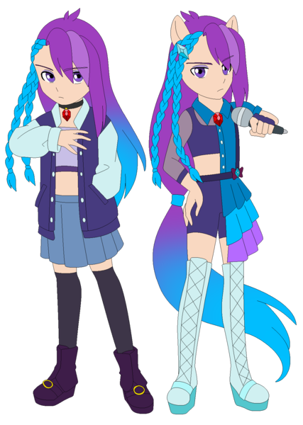 Size: 1162x1633 | Tagged: safe, artist:fantasygerard2000, derpibooru import, oc, oc:magus eveningstar, equestria girls, rainbow rocks, alternate universe, boots, braid, clothes, dazzling, disguise, disguised siren, dress, hair accessory, image, jacket, jewelry, long socks, microphone, outfit, pendant, png, ponied up, shoes, simple background, skirt, transparent background