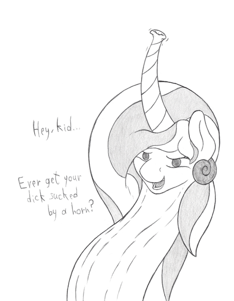 Size: 1160x1492 | Tagged: questionable, artist:parallel black, derpibooru import, princess celestia, dialogue, horn, horn vore, image, imminent vore, long neck, looking at you, monochrome, necc, png, princess vorestia, sketch, traditional art, vore, wat