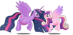 Size: 1280x614 | Tagged: safe, artist:xniclord789x, derpibooru import, princess cadance, princess twilight 2.0, twilight sparkle, twilight sparkle (alicorn), alicorn, pony, the last problem, belly, belly blush, big belly, cute, ethereal mane, female, happy, image, mare, older, older twilight, png, pregdance, preglight sparkle, pregnant, simple background, sisters-in-law, starry mane, sunshine sunshine, transparent background