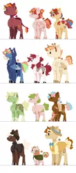 Size: 698x1580 | Tagged: safe, artist:shyhandart, derpibooru import, oc, oc:apple jelly, oc:bellatrix, oc:buckskin, oc:caustic phantom, oc:fairy floss, oc:frizzy spray, oc:honey bug, oc:october rain, oc:sable, oc:sunspot, oc:sweet pea, oc:tapioca pudding, oc:whoopie pie, earth pony, hybrid, pegasus, pony, unicorn, adopted offspring, baby, baby pony, cape, clothes, face mask, hairband, hat, hoodie, image, interspecies offspring, magical lesbian spawn, magical threesome spawn, mask, next generation, offspring, parent:big macintosh, parent:cheese sandwich, parent:fluttershy, parent:night glider, parent:pinkie pie, parent:pokey pierce, parent:rainbow dash, parent:rarity, parent:sunburst, parent:twilight sparkle, parents:autumntempestjack, parents:cheesepie, parents:fluttermac, parents:nightdash, parents:twiburst, png, simple background, sweater vest, vest, white background