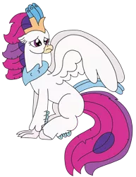 Size: 1892x2448 | Tagged: safe, artist:supahdonarudo, derpibooru import, queen novo, classical hippogriff, hippogriff, my little pony: the movie, cute, image, novobetes, png, sad, simple background, sitting, transparent background