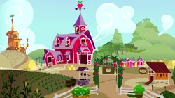 Size: 1280x720 | Tagged: safe, derpibooru import, screencap, hearts and hooves day (episode), background, image, no pony, png, ponyville, scenic ponyville, sweet apple acres