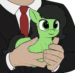 Size: 4000x3915 | Tagged: source needed, safe, artist:smoldix, derpibooru import, oc, oc:anonfilly, unofficial characters only, earth pony, human, pony, adoranon, chest fluff, cute, female, filly, fluffy, grabbing, grin, hand, holding a pony, image, leg fluff, looking at you, neck fluff, ocbetes, offscreen character, png, ponyloaf, resting, shoulder fluff, simple background, sitting, smiling, solo focus