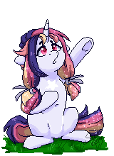 Size: 160x220 | Tagged: safe, artist:silentwolf-oficial, derpibooru import, oc, unofficial characters only, pony, unicorn, hoof on chest, horn, image, looking up, picture for breezies, pixel art, png, raised hoof, reaching up, signature, simple background, transparent background, underhoof, unicorn oc