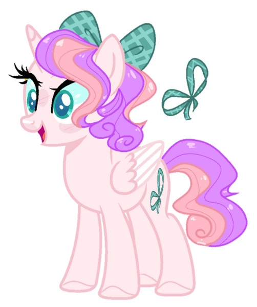 Size: 600x717 | Tagged: safe, artist:rose-moonlightowo, derpibooru import, oc, alicorn, pony, bow, female, hair bow, image, magical lesbian spawn, mare, offspring, parent:applejack, parent:princess celestia, parents:applelestia, png, simple background, solo, transparent background