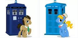 Size: 812x400 | Tagged: safe, artist:theevilflashanimator, derpibooru import, doctor whooves, time turner, ponified, earth pony, pony, derpibooru, celery, crossover, doctor who, fifth doctor, hat, image, male, meta, necktie, peter davison, png, simple background, sonic screwdriver, stallion, tardis, the doctor, transparent background, vector