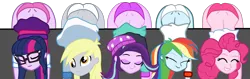 Size: 3024x952 | Tagged: suggestive, artist:gmaplay, derpibooru import, derpy hooves, pinkie pie, rainbow dash, sci-twi, starlight glimmer, twilight sparkle, equestria girls, equestria girls series, spoiler:eqg series (season 2), spoiler:eqg specials, anime, ass, ass up, balloonbutt, bubble butt, butt, clothes, dimples of venus, eyes closed, face down ass up, glimmer glutes, image, panties, pink underwear, png, purple underwear, rainbutt dash, reference, sci-twibutt, simple background, transparent background, twibutt, underwear, white underwear