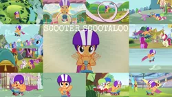 Size: 1978x1113 | Tagged: safe, derpibooru import, edit, edited screencap, editor:quoterific, screencap, apple bloom, berry punch, berryshine, cheerilee, cloud kicker, daisy, derpy hooves, flower wishes, lemon hearts, lightning bolt, linky, minuette, prince rutherford, roseluck, sassaflash, scootaloo, sea swirl, seafoam, shoeshine, spike, star bright, sweetie belle, twinkleshine, white lightning, dragon, pegasus, pony, unicorn, yak, equestria games (episode), flight to the finish, growing up is hard to do, newbie dash, on your marks, parental glideance, party pooped, secret of my excess, sleepless in ponyville, surf and/or turf, the cutie mark chronicles, the cutie pox, the show stoppers, bipedal, cutie mark crusaders, eyes closed, female, filly, helmet, high five, image, loop-de-loop, older, older scootaloo, open mouth, png, scooter, teeth, waving