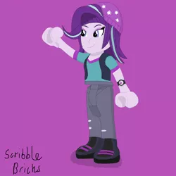 Size: 1870x1870 | Tagged: safe, artist:scribble-brix, derpibooru import, starlight glimmer, equestria girls, mirror magic, spoiler:eqg specials, female, image, jpeg, lego, lego friends, magenta background, mini-doll, simple background, solo