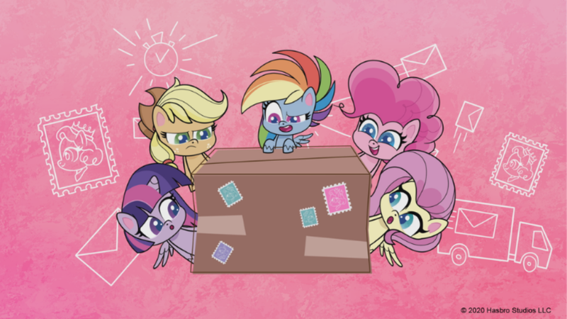 Size: 1920x1081 | Tagged: safe, derpibooru import, screencap, applejack, fluttershy, pinkie pie, rainbow dash, twilight sparkle, twilight sparkle (alicorn), alicorn, pony, how applejack got her hat back, my little pony: pony life, spoiler:pony life s01e04, box, female, image, png