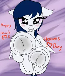 Size: 3600x4200 | Tagged: suggestive, artist:littlenaughtypony, derpibooru import, oc, oc:sassysvczka, pegasus, pony, blushing, commission, dirty hooves, female, fetish, floppy ears, frog (hoof), hearts and hooves day, hoof fetish, hoofbutt, image, jpeg, looking at you, smelly hooves, smiling, solo, teeth, underhoof, your character here