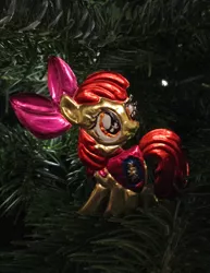 Size: 2430x3144 | Tagged: safe, artist:malte279, derpibooru import, apple bloom, christmas, christmas lights, christmas tree, craft, hearth's warming eve, holiday, image, jpeg, metal foil, relief, tree