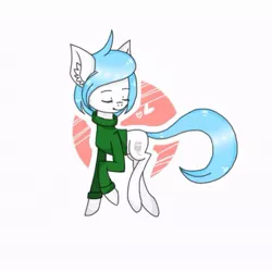 Size: 640x640 | Tagged: safe, artist:cinnavee, derpibooru import, oc, unofficial characters only, earth pony, pony, clothes, ear fluff, earth pony oc, eyes closed, image, jpeg, looking back, simple background, solo, white background