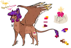 Size: 1280x867 | Tagged: safe, artist:ayartzramen, derpibooru import, oc, oc:vega star lasagna, unofficial characters only, hybrid, pony, female, glasses, horns, image, interspecies offspring, leonine tail, offspring, parent:discord, parent:twilight sparkle, parents:discolight, png, reference sheet, simple background, solo, transparent background