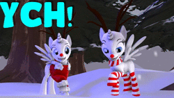 Size: 1920x1080 | Tagged: safe, artist:mod_pone_the_mod, derpibooru import, pony, 3d, animated, christmas, clothes, commission, female, holiday, image, male, no sound, sfm pony, snow, socks, source filmmaker, striped socks, tree, webm, winter, your character here
