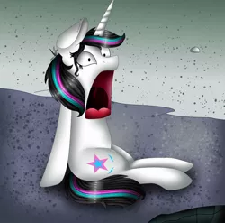 Size: 1080x1065 | Tagged: safe, artist:rxndxm.artist, derpibooru import, oc, oc:shooting star, ponified, unofficial characters only, pony, unicorn, disturbing, female, horn, image, jpeg, mare, open mouth, shocked, sitting, solo, spongebob squarepants, surprised, the spongebob squarepants movie, unicorn oc, wide eyes