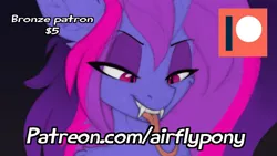 Size: 600x338 | Tagged: safe, artist:airfly-pony, derpibooru import, oc, oc:miranda, advertisement, female, image, patreon, patreon logo, patreon preview, paywall content, png, slit eyes, snake eyes, snake tongue