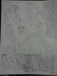 Size: 1944x2592 | Tagged: safe, artist:princebluemoon3, author:bigonionbean, derpibooru import, oc, oc:candy clumsy, oc:rainbow candy, oc:rainbow tashie, earth pony, pegasus, pony, comic:sisterly silliness, black and white, butt, canterlot, canterlot castle, castle, comic, commissioner:bigonionbean, confused, cutie mark, dialogue, embarrassed, extra thicc, female, flank, fusion, fusion:rainbow candy, grayscale, hallway, image, jiggle, jpeg, mare, merge, merging, monochrome, plot, scared, shaking, shocked, shocked expression, surprised, traditional art