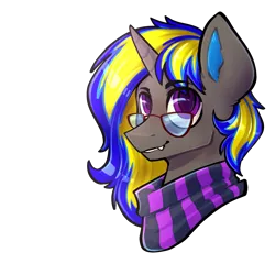 Size: 2343x2343 | Tagged: safe, artist:earthpone, derpibooru import, oc, oc:rapid shadow, unofficial characters only, pony, unicorn, bust, commission, glasses, image, male, png, portrait, simple background, solo, stallion, transparent background