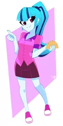 Size: 1626x3264 | Tagged: safe, artist:xan-gelx, derpibooru import, sonata dusk, equestria girls, clothes, female, food, image, jpeg, skirt, smiling, solo, sonataco, taco, that girl sure loves tacos, thumbs up