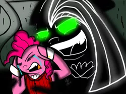 Size: 2048x1536 | Tagged: safe, artist:artmama113, derpibooru import, pinkie pie, earth pony, pony, bust, clothes, crying, cuffs (clothes), dr jekyll and mr hyde, duality, eyes closed, female, glowing eyes, image, insanity, jpeg, mare, open mouth, pinkamena diane pie