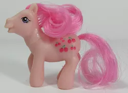 Size: 688x500 | Tagged: safe, derpibooru import, photographer:breyer600, cherries jubilee, earth pony, pony, female, g1, g1 to g3, g3, generation leap, image, jpeg, mare, open mouth, photo, solo, toy