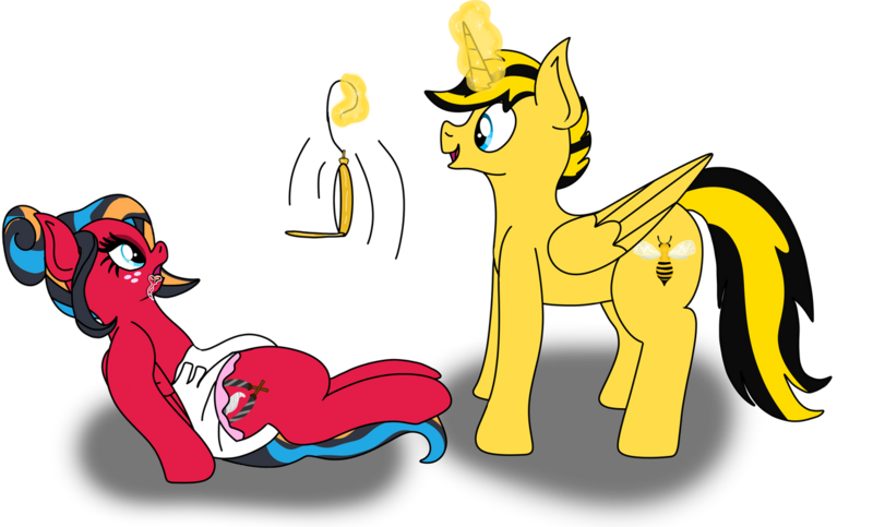 Size: 1280x772 | Tagged: suggestive, artist:lynnthenerdkitty, derpibooru import, ponified, pony, adult foal, bumblebee (transformers), diaper, diaper fetish, drool, fetish, hypnosis, image, mental regression, non-baby in diaper, pendulum swing, png, simple background, transformers, transparent background, windblade