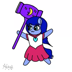 Size: 5000x5000 | Tagged: safe, artist:midnight_mare, derpibooru import, oc, oc:midnight mare, semi-anthro, :3, anime, chibi, clothes, cosplay, costume, hammer, heart, image, jewelry, jpeg, moon, necklace, sailor scout, sailor uniform, simple background, stars, uniform, white background
