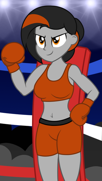 Size: 1080x1920 | Tagged: safe, artist:toyminator900, derpibooru import, oc, oc:dusk strike, unofficial characters only, equestria girls, boxing, boxing gloves, boxing ring, equestria girls-ified, female, image, png, solo, sports