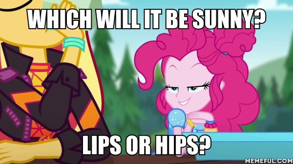 Size: 600x337 | Tagged: safe, derpibooru import, edit, edited screencap, screencap, pinkie pie, sunset shimmer, equestria girls, equestria girls series, wake up!, spoiler:eqg series (season 2), caption, image, image macro, jpeg, memeful.com, text, wake up!: pinkie pie