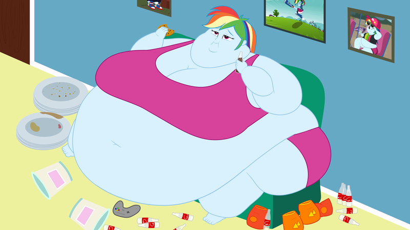 Size: 3840x2160 | Tagged: suggestive, artist:neongothic, derpibooru import, rainbow dash, equestria girls, adorafatty, bbw, belly, belly button, big belly, big breasts, bingo wings, bottle, bra, breasts, busty rainbow dash, butt, chips, chubby cheeks, cleavage, clothes, controller, cookie, couch, double chin, drink, eating, fat, fat boobs, feet, female, food, high res, huge belly, huge breasts, huge butt, ice cream tub, image, impossibly large belly, impossibly large breasts, impossibly large butt, large butt, morbidly obese, near immobile, neck roll, obese, panties, picture frame, plate, png, rainblob dash, sitting, smiling, soda, solo, solo female, ssbbw, story included, thighs, thunder thighs, tubby wubby pony waifu, underwear, weight gain