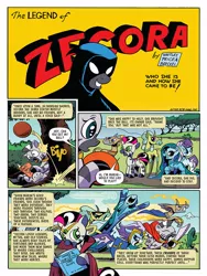 Size: 768x1024 | Tagged: safe, artist:andypriceart, derpibooru import, idw, cactus rose, crystal (character), dust devil (comic), marini, medley brook, zecora, abada, kelpie, zebra, spoiler:comic90, ball, batman, book, cape, clothes, dungeons and dragons, female, image, jpeg, larp, nonbinary, ogres and oubliettes, pen and paper rpg, preview, rpg, season 10, shield, sword, weapon, younger