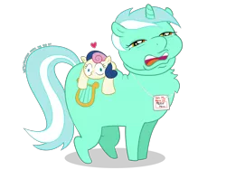 Size: 4032x3024 | Tagged: safe, artist:wispy tuft, derpibooru import, bon bon, lyra heartstrings, sweetie drops, earth pony, pony, unicorn, cursed image, faic, female, i can tell by the pixels, image, implied witchtaunter, lesbian, lyrabon, name tag, not salmon, png, pretty mare, shipping, shitposting, simple background, transparent background, wat